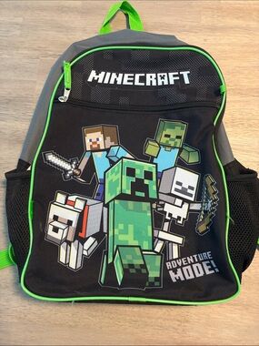 Minecraft Kids Backpack - Black & Green